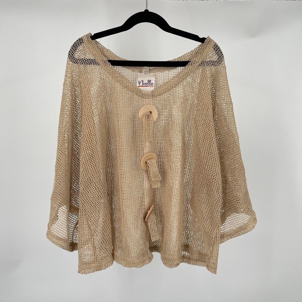 Vintage Noelle Women's Boho Coastal Knit Top Retro Beachy Sequin 70s Vacation OS